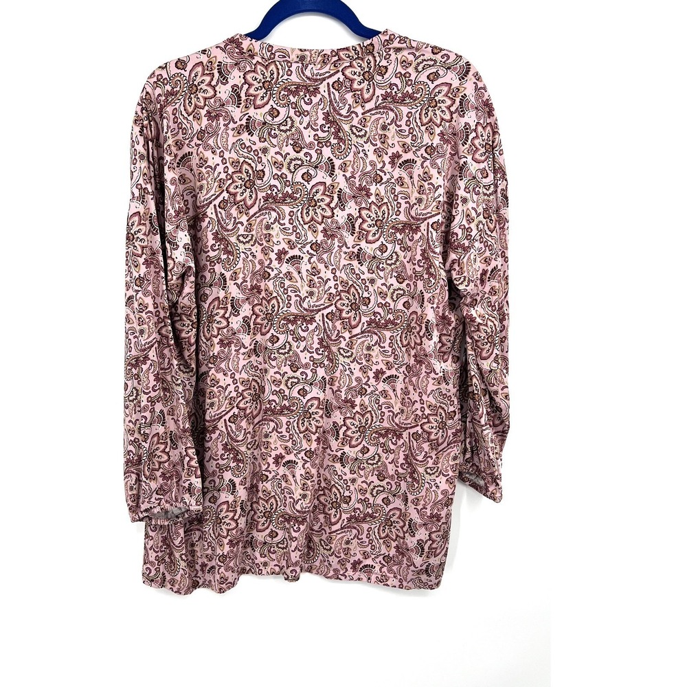 J. Jill Pure rayon popover blouse purple floral top boho classic paisley L - Picture 8 of 10